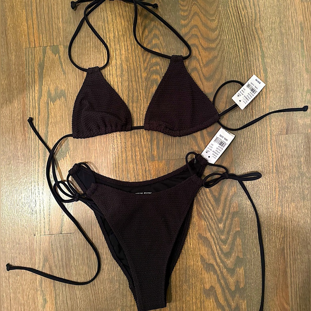 PacSun Ribbed Bikini in Black (S)